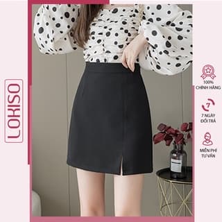 Chân váy chữ a ngắn xẻ tà lưng cao công sở đẹp LOKISO CV09