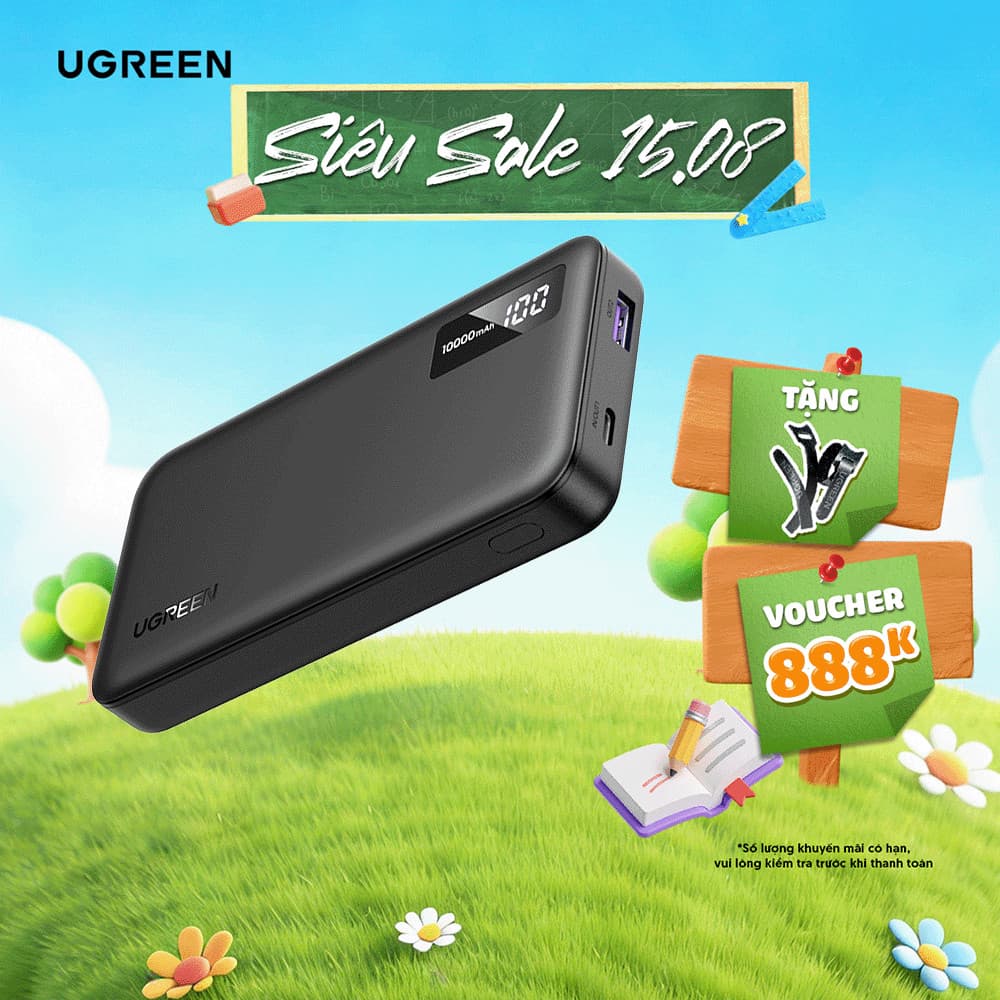 Pin sạc dự phòng UGREEN 10000/20000mAh | PD 20W / QC 3.0 | iPhone/Android/Samsung | BH 18 tháng | 25683 95424B 55989B