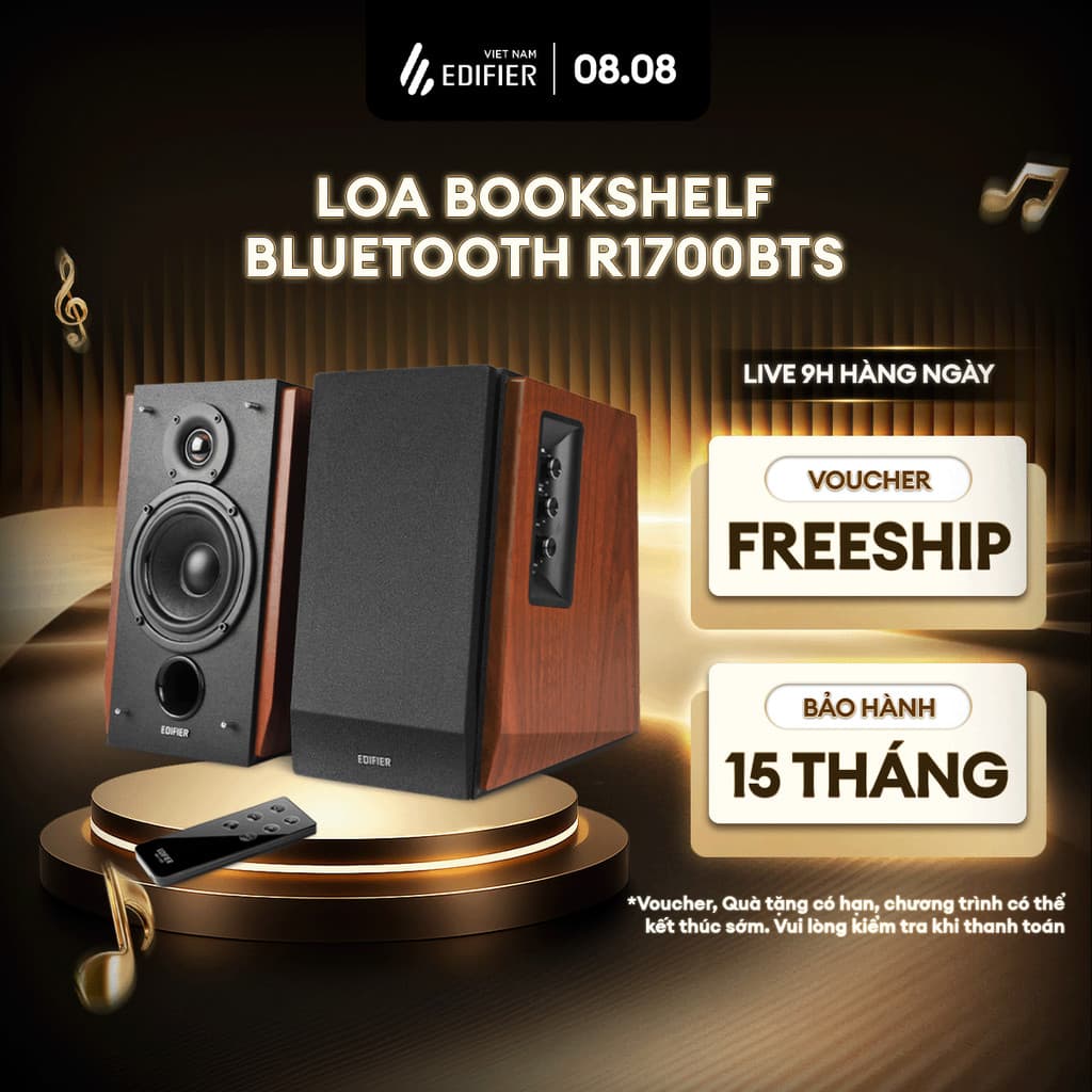 Bộ Loa Bluetooth Bookshelf EDIFIER R1700BTS | Công Suất 66W | Vỏ Gỗ Chất Lượng | Đầu Vào RCA Kép | Bảo Hành 15 Tháng