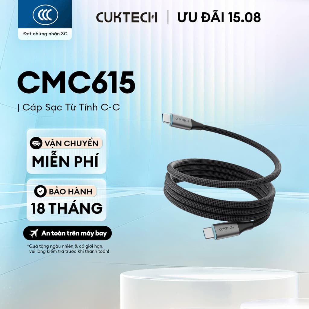 Cáp Sạc Từ Tính CUKTECH 240W C-C | Hỗ Trợ Sạc, Truyền Tệp Nhanh |  Bảo Hành 18 Tháng CMC610 CMC615
