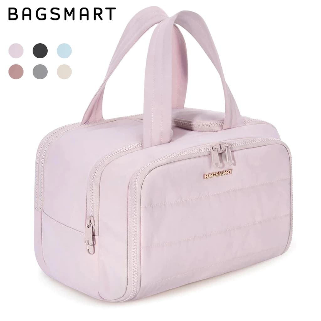 BAGSMART Túi đựng đồ vệ sinh cá nhân chống thấm nước, nhẹ, rộng rãi, có thể mở khi đi du lịch, Túi đựng đồ trang điểm du lịch cho phụ nữ