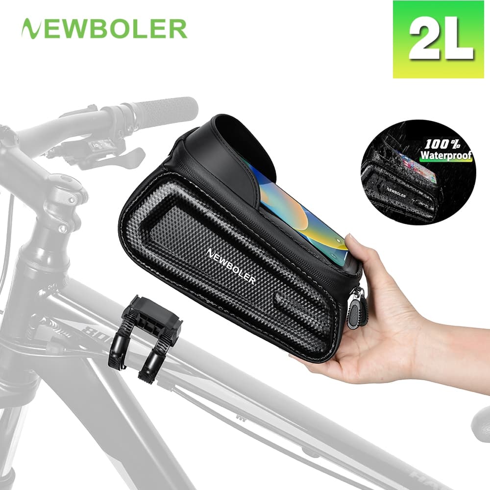 Newboler 2L Nhanh Tháo Lắp Túi Xe Đạp Màn Hình Cảm Ứng 7.2 Inch Điện Thoại Khung Trước Túi Xe Đạp Chống Thấm Nước Đi Xe Đạp Top Ống Trước Khung Túi