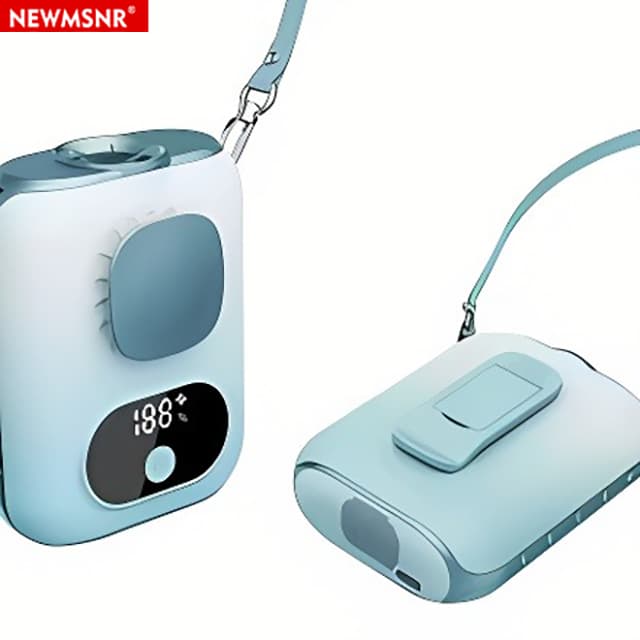 NEWMSNR Quạt thắt lưng Mini 6000mAh Quạt cổ di động 5 tốc độ gió mạnh mẽ USB có thể sạc lại cho thể thao ngoài trời & chống say nắng
