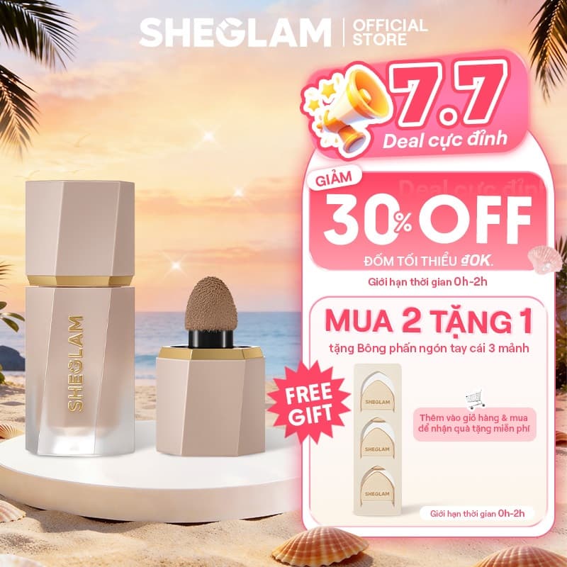 Kem Tạo Khối Dạng Lỏng SHEGLAM Hiệu Ứng Lì, Lên Màu Chuẩn, Tự Nhiên, Lâu Trôi, Trang Điểm Mặt