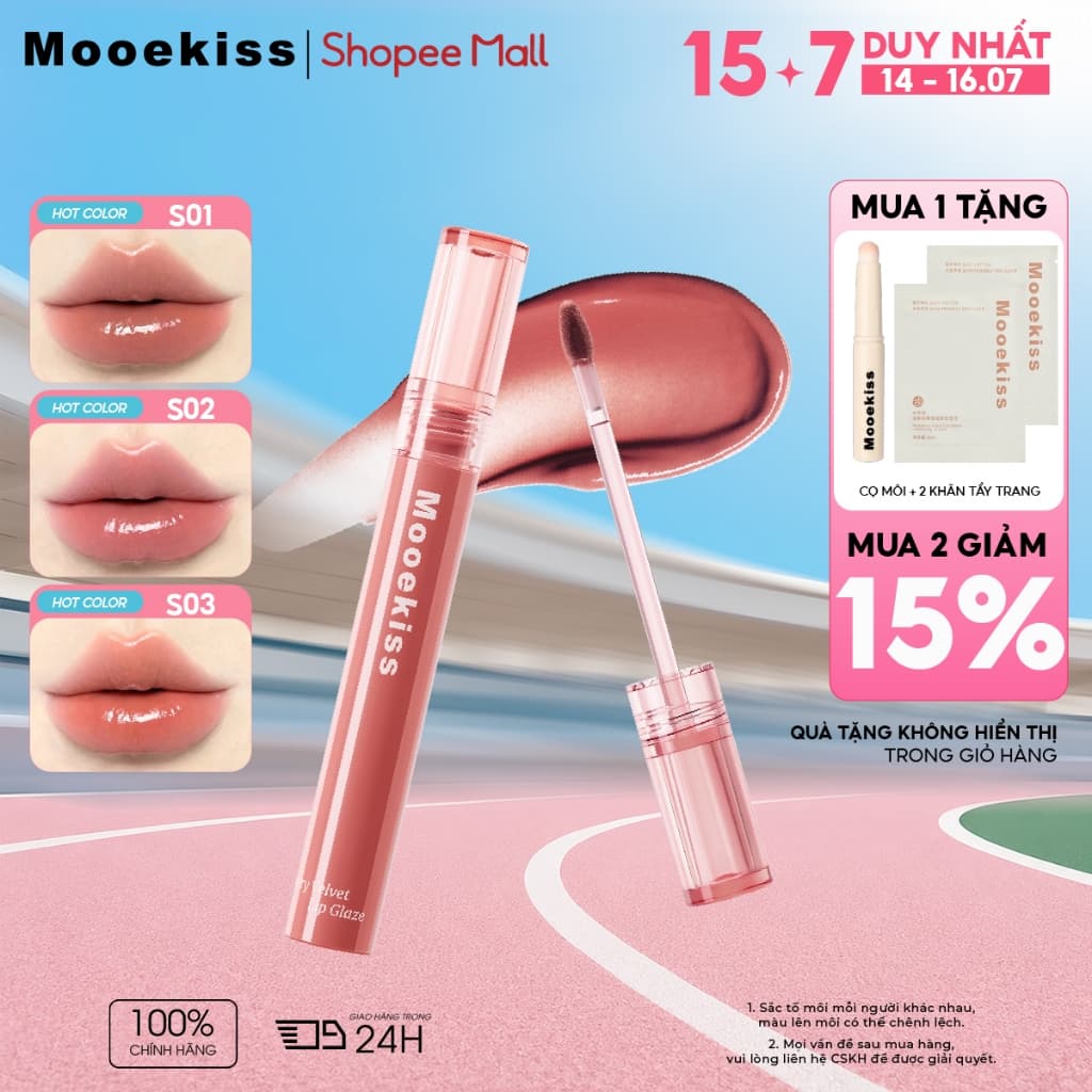 Son Bóng Mooekiss Water Lip Gloss, Căng Bóng Tự Nhiên, Lâu Trôi, Làm Sáng Môi, Dễ Dùng Hàng Ngày