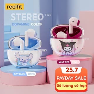 Tai nghe Bluetooth Realfit F2 Âm thanh nổi HIFI Âm trầm tuyệt vời với Mic tai nghe dễ thương