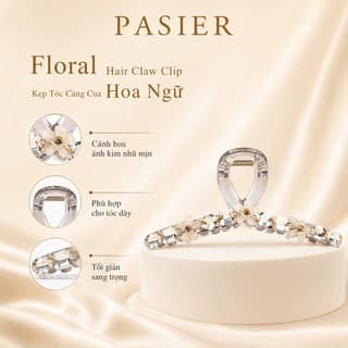 PASIER Kẹp tóc càng cua nữ phong cách tiểu thư, đính đá hoa tinh tế sang trọng kèm hộp quà FS9919