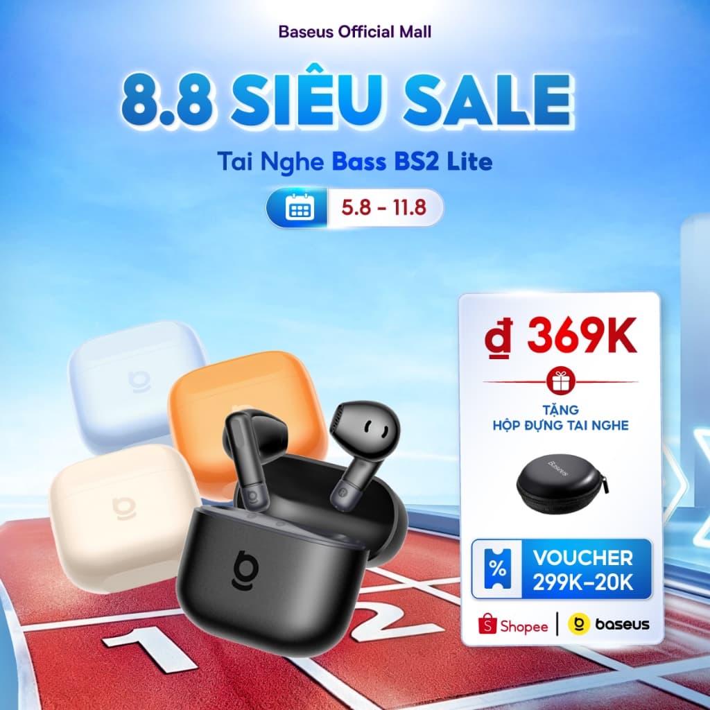 BASEUS Tai Nghe Bass BS2 Lite Bluetooth 6.0 Chống Nước IPX4 30h Tăng cường âm trầm