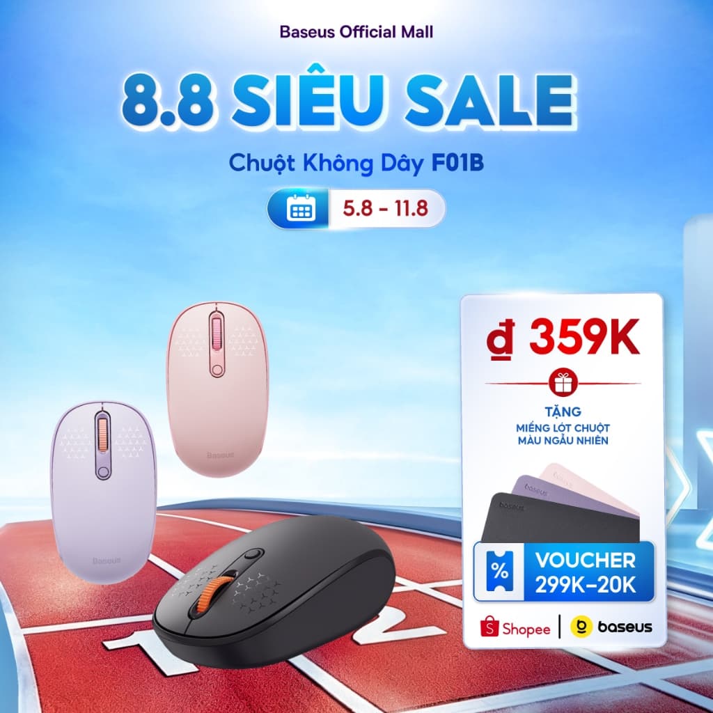 Chuột Không Dây F01B Baseus Thiết Kế Ôm Tay, Nhỏ Gọn Tinh Tế Kết Nối Ba Chế Độ Nhẹ Và Nhỏ Gọn