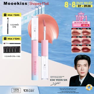[KOL] Son Mooekiss 2 Đầu Lì & Bóng 1.5g+1.5g, Dưỡng Ẩm, Lâu Trôi, Không Dính Cốc, Căng Bóng Môi