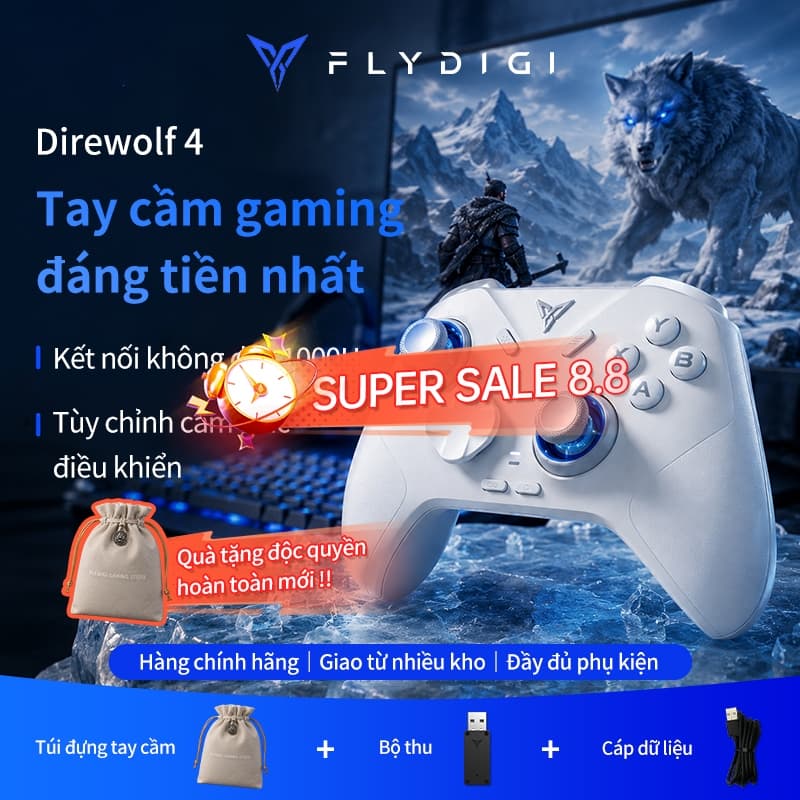 BH 12 tháng Flydigi Direwolf 4 Tay cầm game ,Trục chữ thập 2.0, nút silicon êm, 6 trục nhập vai.