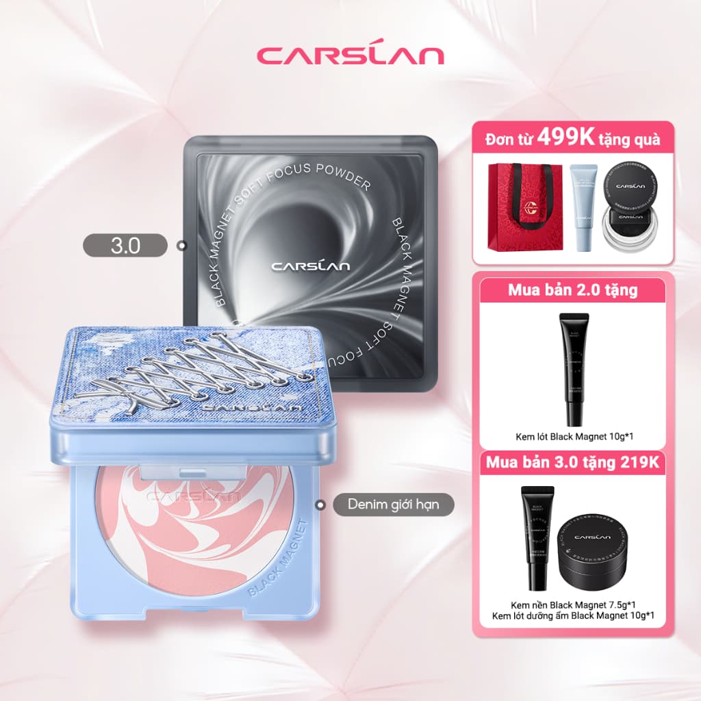 Phấn phủ nén Black Magnet CARSLAN lâu trôi kiềm dầu 24 giờ 8g