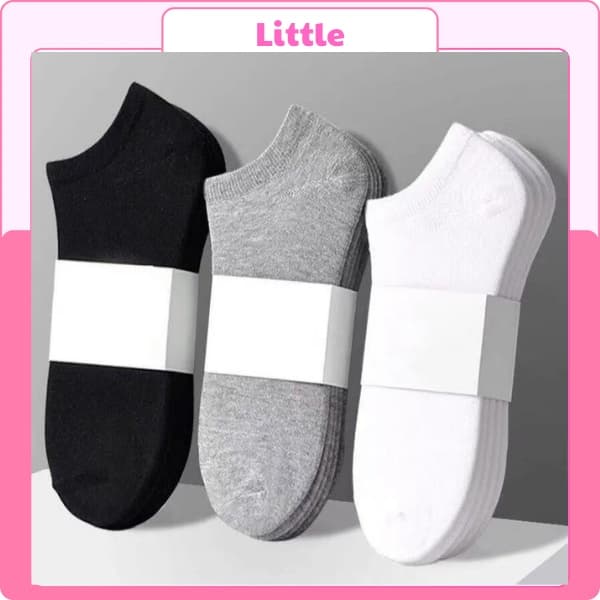 Sét 5 10 Đôi Tất nữ cổ ngắn Trơn, Vớ cổ ngắn nam nữ trơn basic vải cotton co giãn thời trang Hàn Quốc