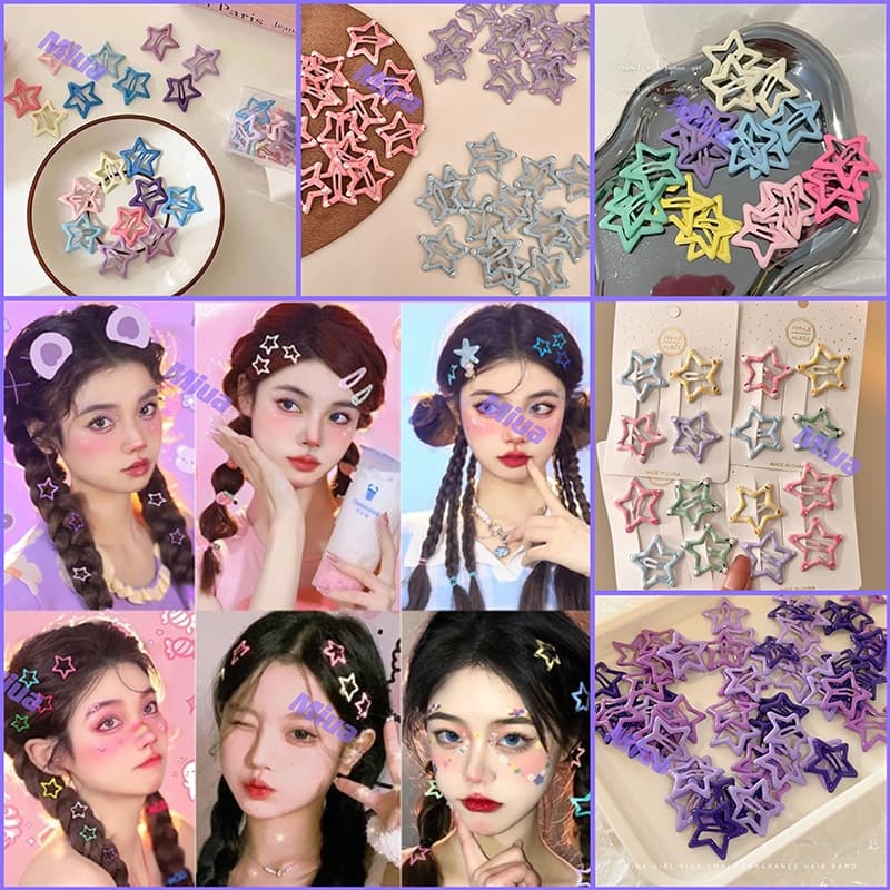 👾miua SANRIO Kẹp Tóc Ngôi Sao Năm Cánh Nhiều Màu Sắc Dễ Thương Y2K Cho Bé Xinh Cute Cho Nữ 2024