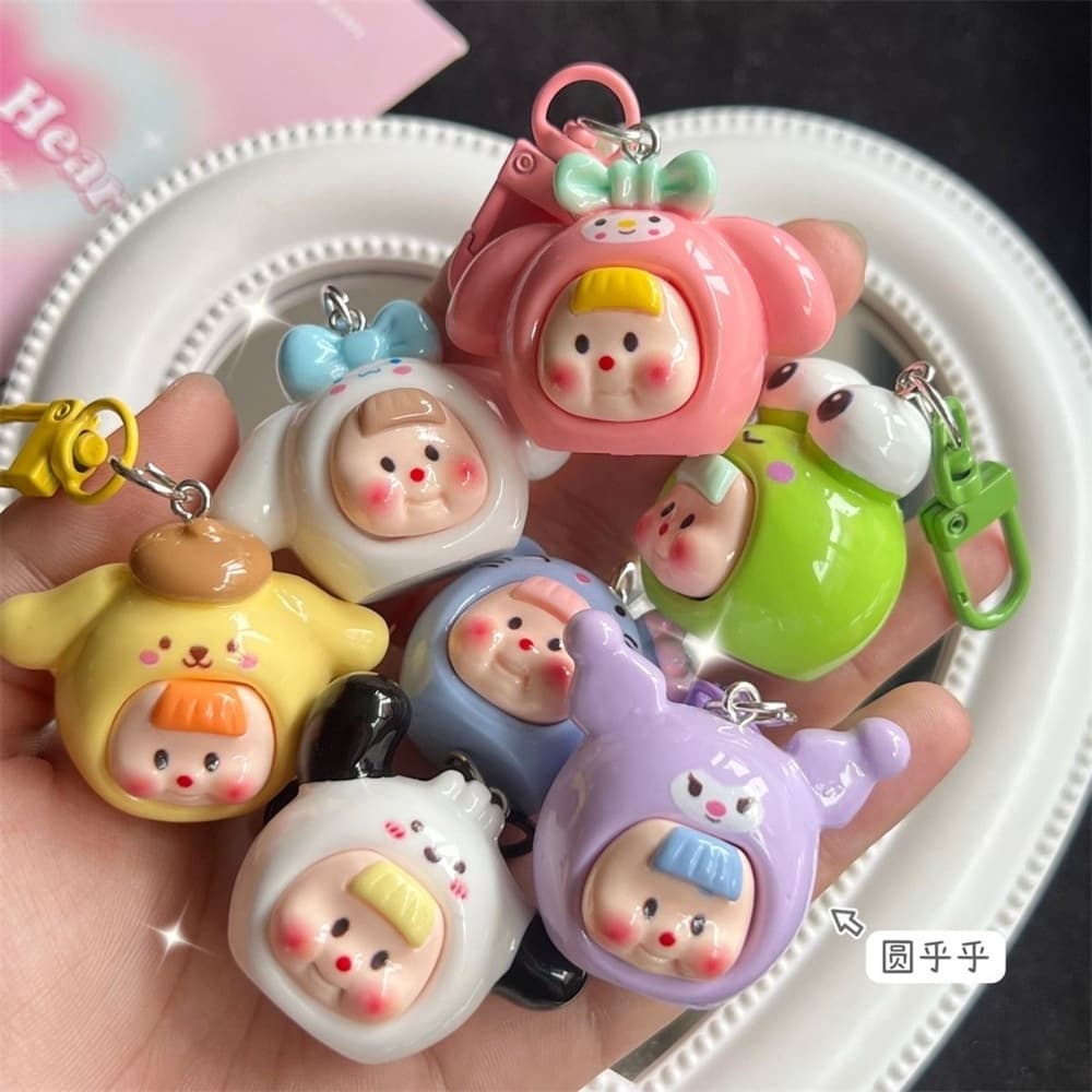 👾miua Móc Khóa Hình Mặt Em Bé Sanrio Cinnamoroll Kulomi Hoạt Hình Đáng Yêu