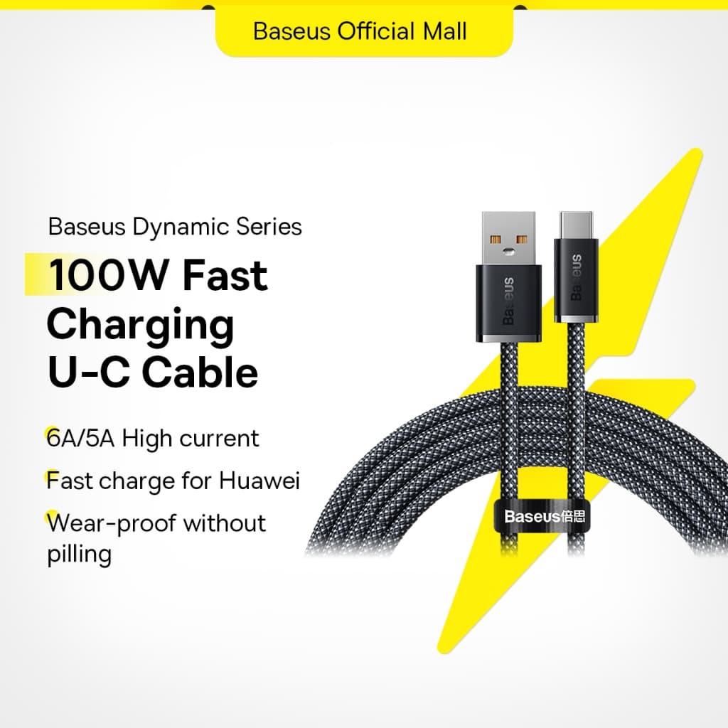 Dây cáp sạc nhanh BASEUS 100W 6A USB Type C dành cho Huawei Xiaomi Mi 10