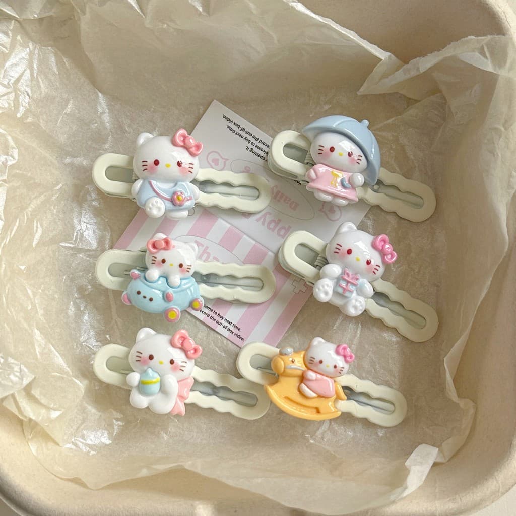 🍑peach🍑Kẹp tóc Kitty dễ thương, phụ kiện tóc bên hông mới dễ thương, mỏ vịt cô gái màu hồng hoạt hình phụ kiện tóc
