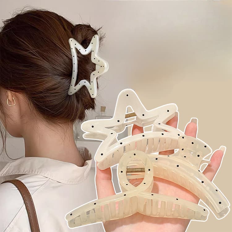 Hàn Quốc 13cm Đen Trắng Lớn Tay Cầm Kẹp Tóc Kẹp Tóc Mũ Phụ Kiện