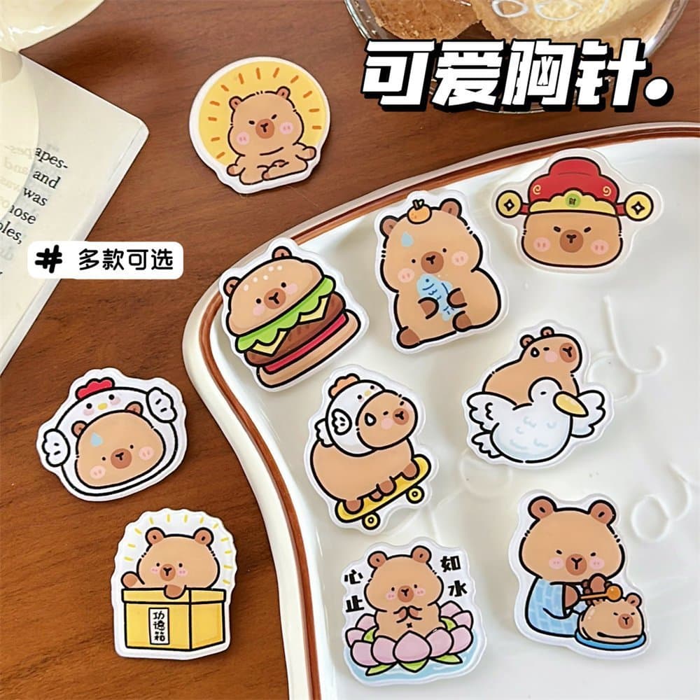 ☄️starryshop☄️Huy hiệu Ghim Cài Capybara Loppy Quà Tặng Cho bé Khen Thưởng cài Túi Bút, Balo, Túi Xách Hoạt Trang Trí DIY