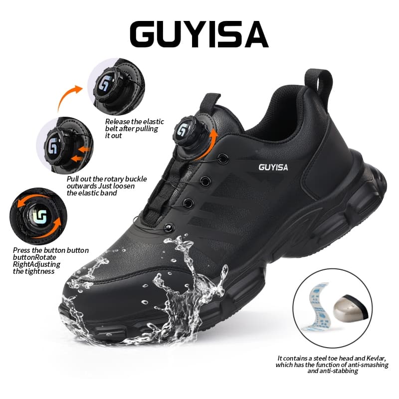 GUYISA Giày bảo hộ giày bốt mũi thép chống mài mòn thoáng khí chống va đập và chống đâm thủng CN 37-45 3117N