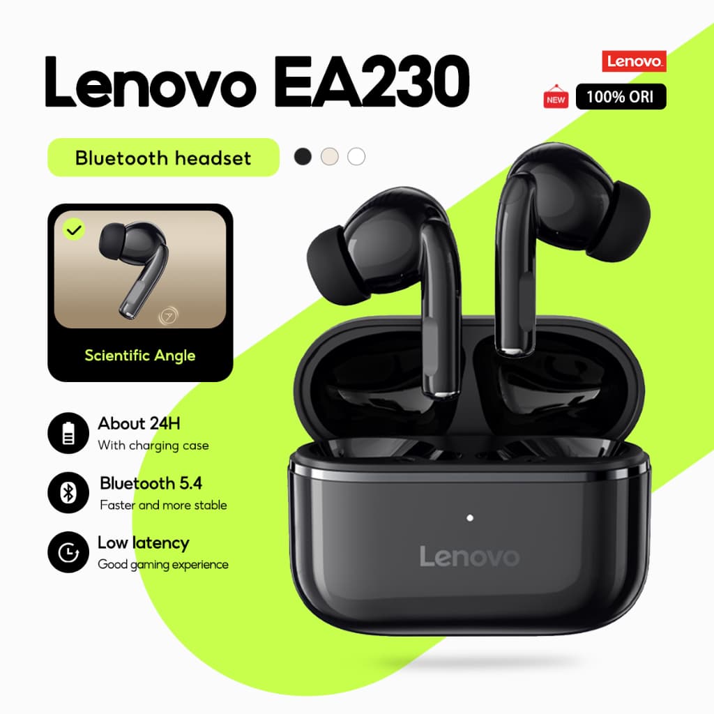 Tai nghe Lenovo EA230 Tai nghe không dây Bluetooth Tai nghe miniTWS Bluetooth 5.4 Điều khiển cảm ứng Tuổi thọ pin dài HD Voice với Mic LP40 Pro Cùng phong cách