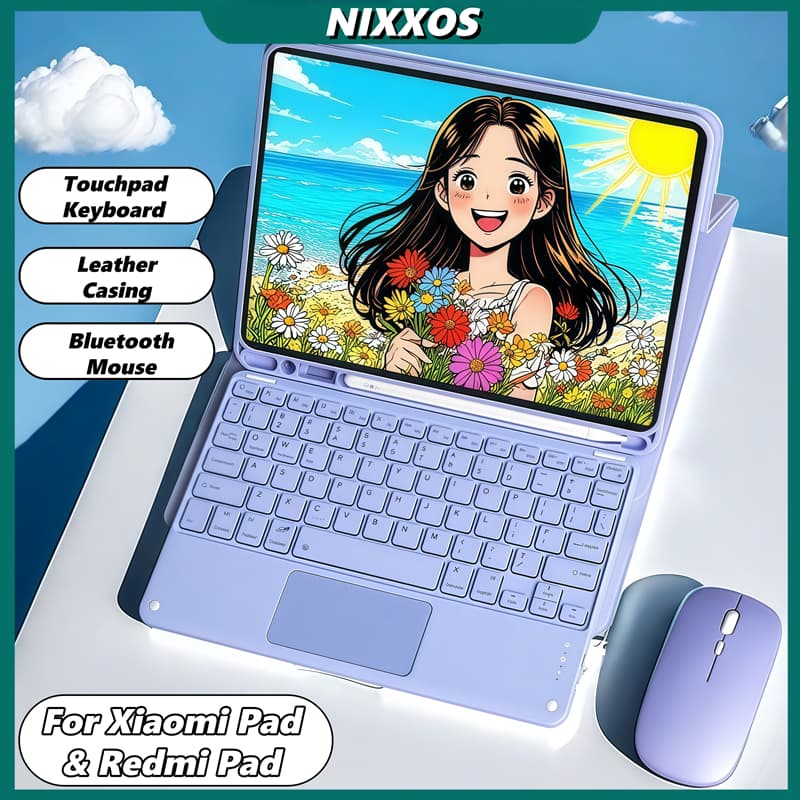 NIXXOS Dành Cho Xiaomi Pad Redmi Pad Vỏ Bàn Phím Touchpad Thông Minh Vỏ Da Bàn Phím Có Khe Cắm Bút Bàn Phím wtih Cho Mi Pad 7, 7 Pro, 6, 6 Pro, 5, 5 Pro Redmi SE 11 ''