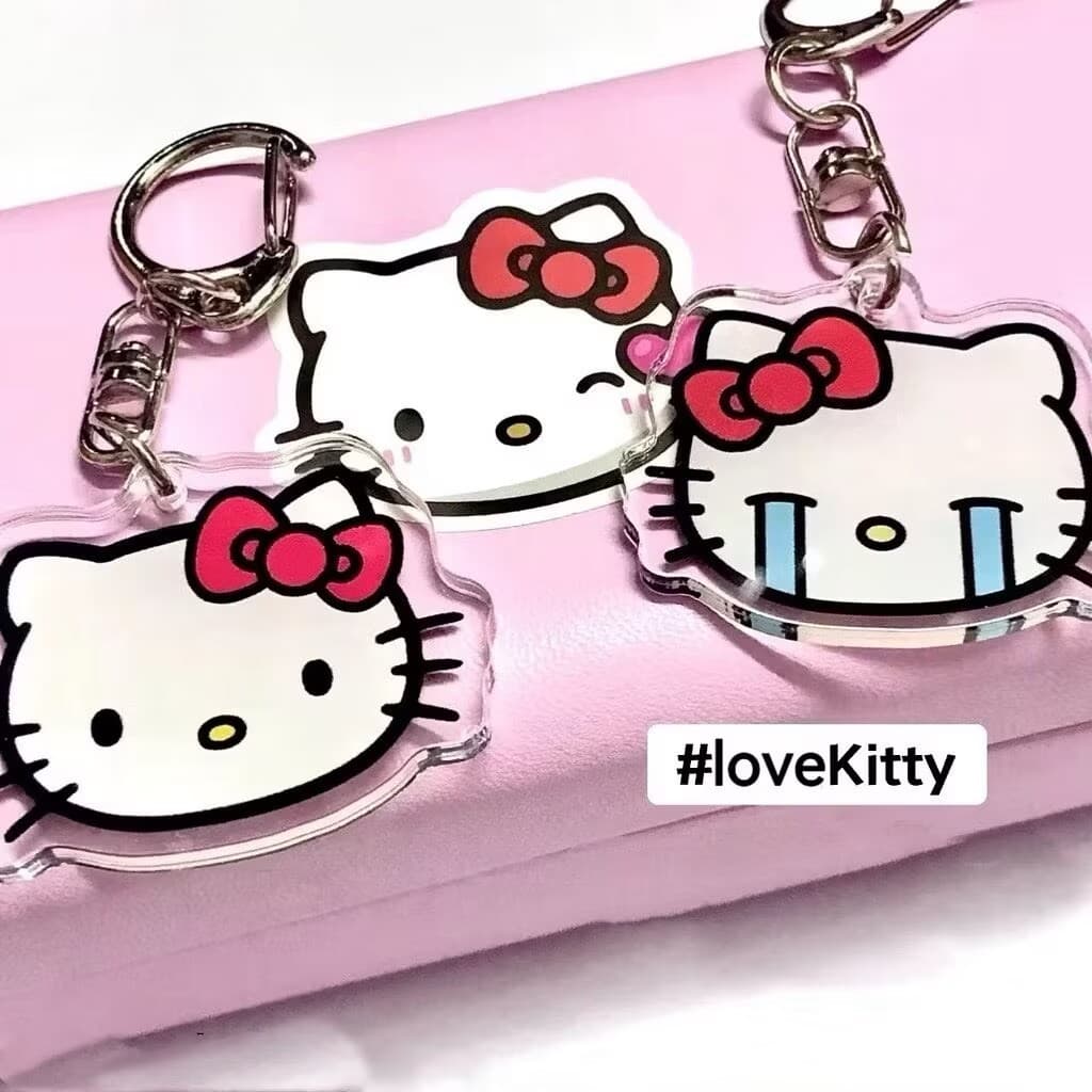 Dễ Thương Hello Kitty Mèo Acrylic Móc Khóa Hoạt Hình Dễ Thương Anime Kawaii Móc Khóa Sáng Tạo Mặt Dây Chuyền