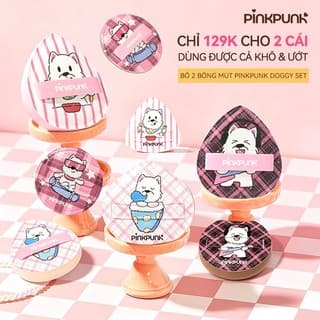 Bông Mút Trang Điểm PinkPunk Cute Doggy Set Mềm Mại Đàn Hồi Cao Dễ Tán & Không Hút Nền Tặng Kèm Hộp Đựng