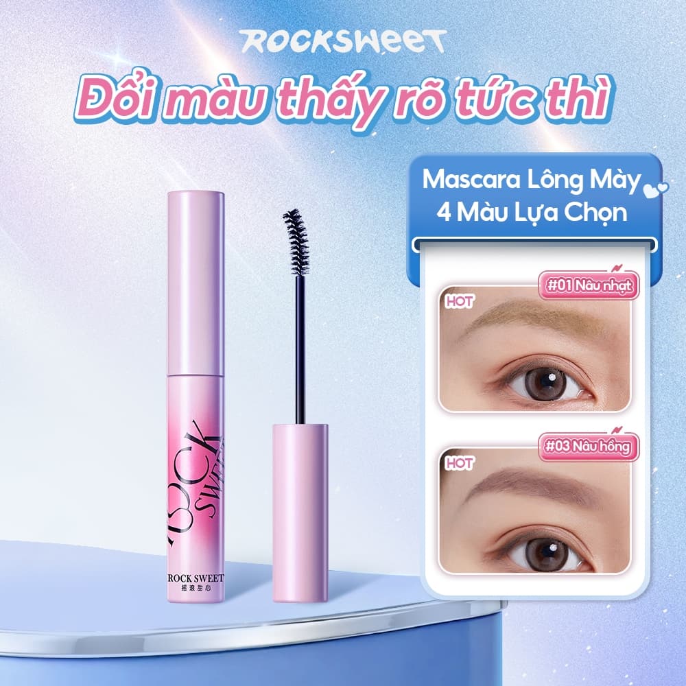 ROCKSWEET RS Mascara Lông Mày Nâu hồng nhạt – Chống nước, lâu trôi, nhanh khô, không lem, chống bẩn, dễ áp dụng