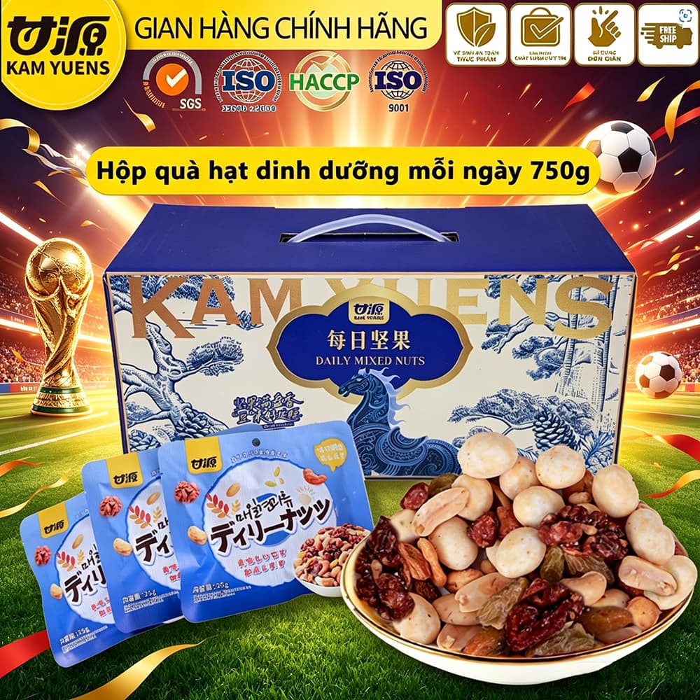 Ganyuan 30 gói Quả óc chó, hạt điều, đậu phộng, nho khô và các loại hạt khác trong hộp quà Tết nhỏ Nut snacks Small Pack