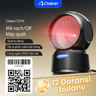 Clabel T27H  Máy quét mã vạch Bluetooth đa tia để bàn,  công nghệ CMOS, quét QR, 2D, Quét liên tục phần mền bán hàng,Dùng cho cửa hàng, siêu thị, shop thời trang