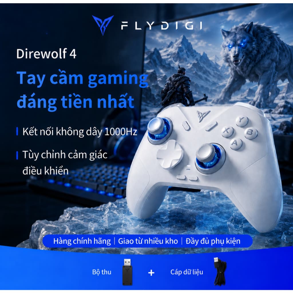 BH 12 tháng Flydigi Direwolf 4 Tay cầm game ,Trục chữ thập 2.0, nút silicon êm, 6 trục nhập vai.