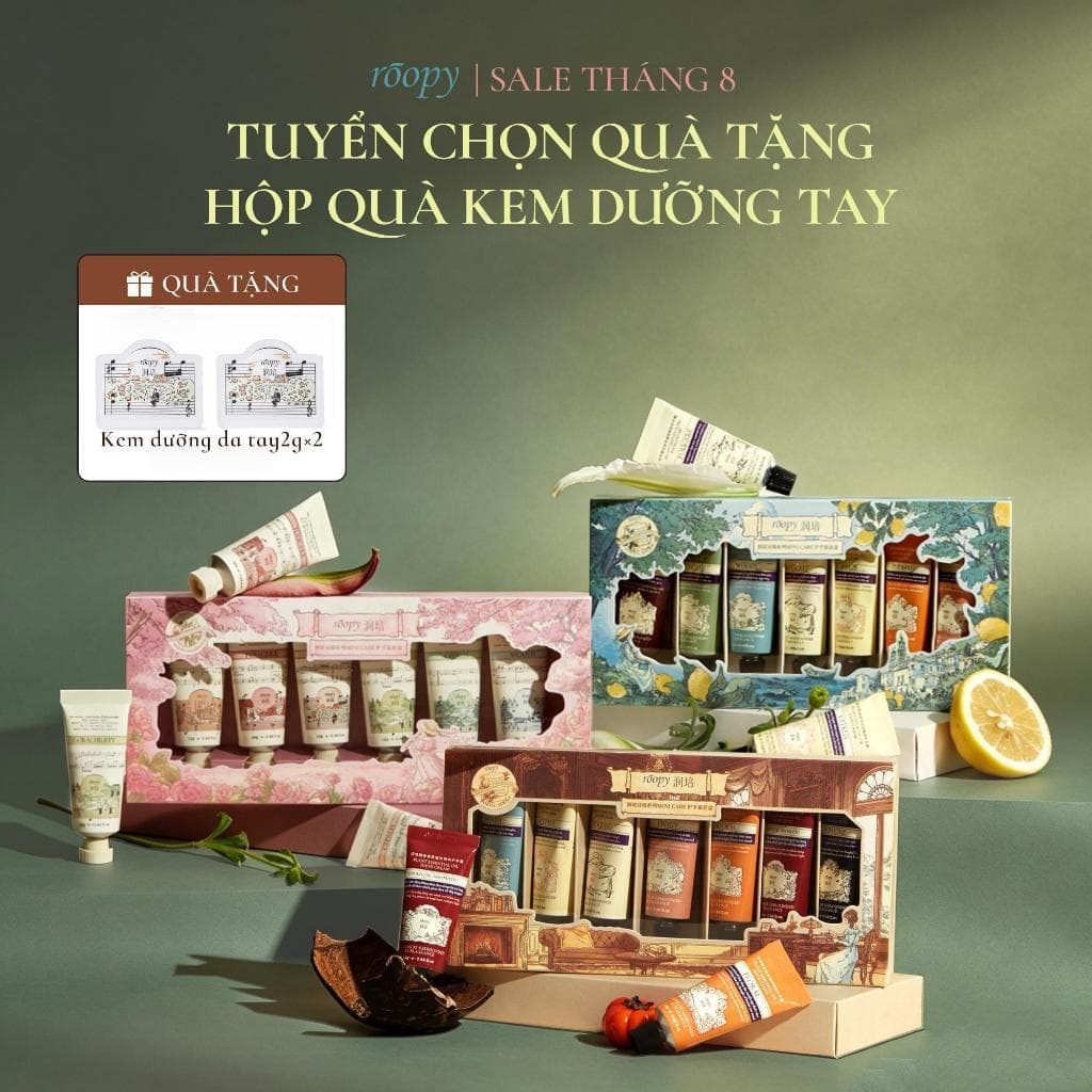 [Hộp quà cao cấp] Roopy Hộp quà hợp tác giới hạn Gấu Bơ / Sanrio | Hương thơm pha chế riêng từ thành phần tự nhiên | Bộ sưu tập dưỡng da tay và móng thơm | Quà tặng sinh nhật / Valentine / 8/3 / Lễ Tết / Tốt nghiệp dành cho cả nam và nữ