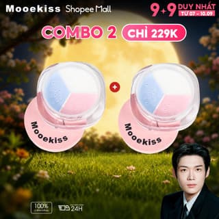 [KOL Combo 2] Bột rời 3 màu Mooekiss, Bột chống thấm & kiểm soát dầu mờ, Làm sáng & lâu trôi cho da khô & dầu