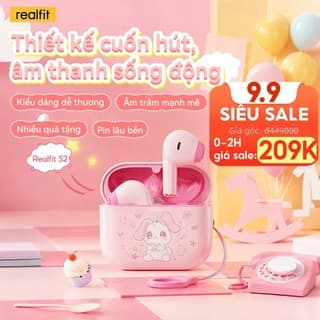 Tai nghe Bluetooth REALFIT S2 Mini | Điều khiển App | Êm tai | Chế độ Ngủ | Thiết kế Dopamine