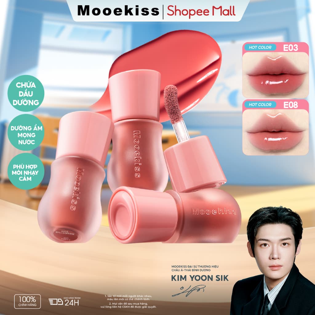 Son Bóng Mooekiss Plumping Gloss, Căng Mọng Môi, Hiệu Ứng Gương, Dưỡng Ẩm, Lâu Trôi