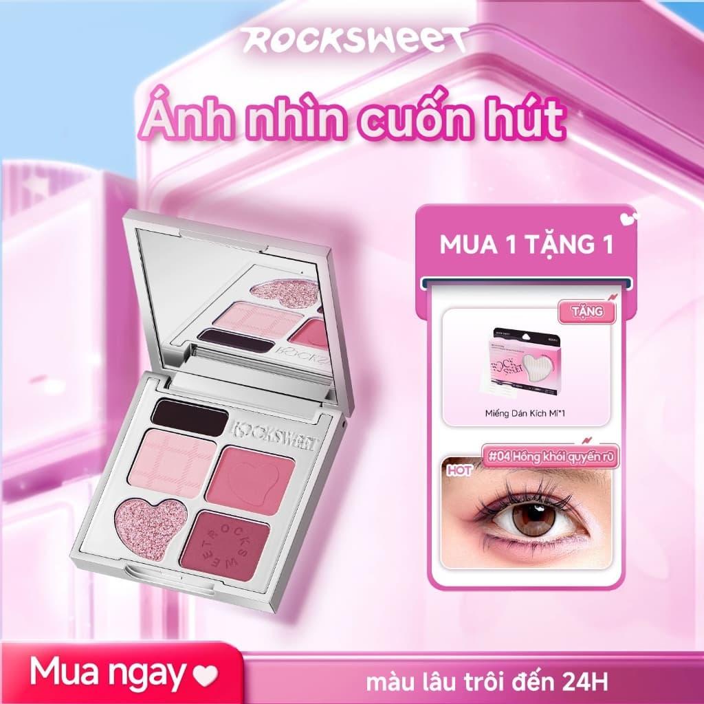 Rocksweet RS Bảng Mắt & Chân Mày 5 Màu - Trang Điểm Mắt Đa Năng 5g