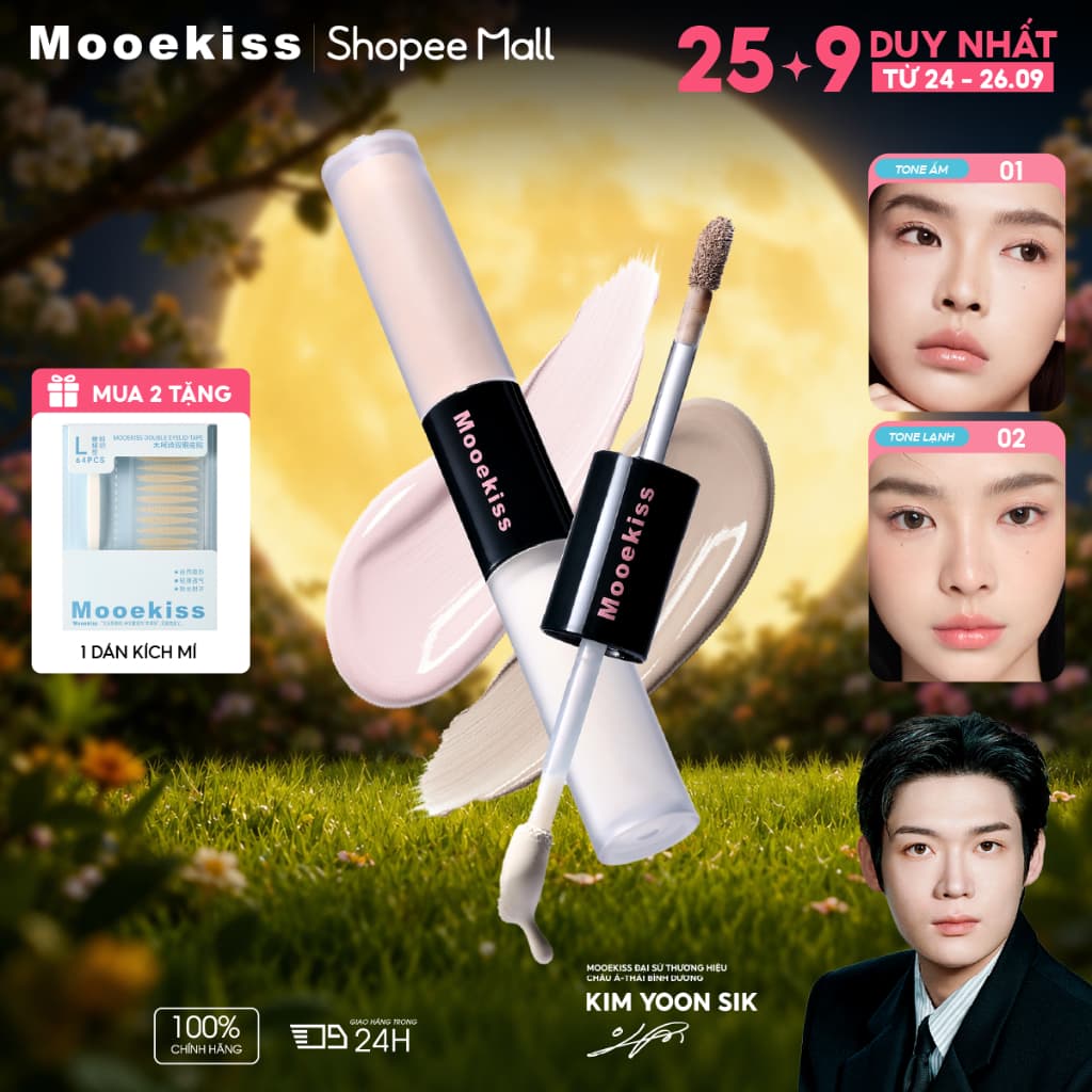 Contour Mooekiss 2 Đầu 2.5g+2.5g, Tạo Khối & Highlight, Dễ Tán, Lâu Trôi, Định Hình Khuôn Mặt [KIM YOON SIK]