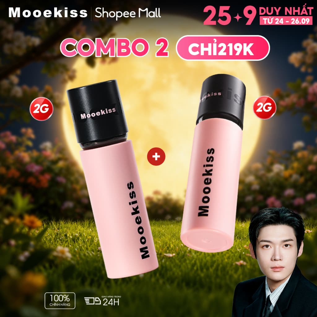 [LIVE Combo 2x2g] Combo 2 Son Bùn Mooekiss Mini, Lì Mịn, Làm Đều Màu Môi, Tôn Da Tự Nhiên, Nhỏ Gọn 2gx2