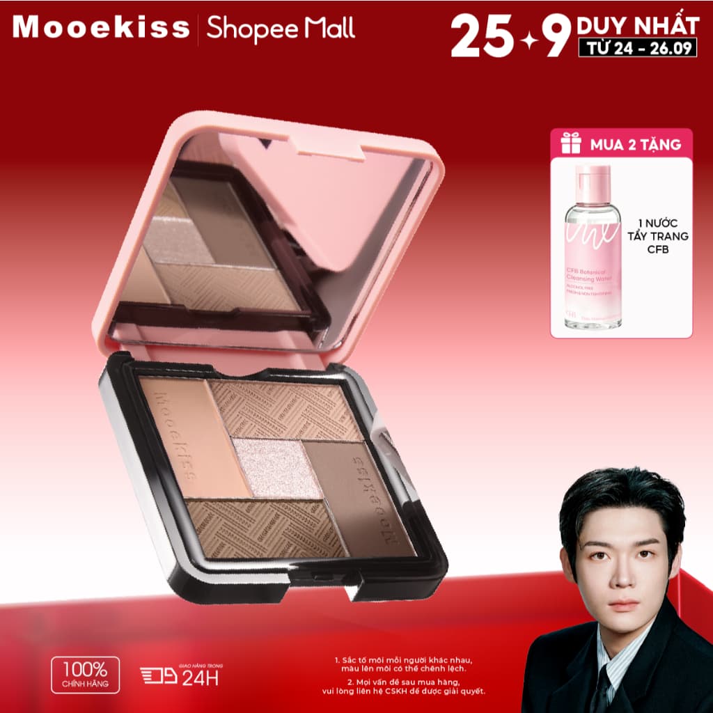 Bảng Phấn Mắt Mooekiss 5 Màu Tone Đất 8.5g, Lì Mịn, Dễ Tán, Nhỏ Gọn, Makeup Hàng NgàyNhũ Lấp LánhLì MịnSắc Tố CaoBão Hòa ThấpKhông LemNgười Mới Bắt Đầu