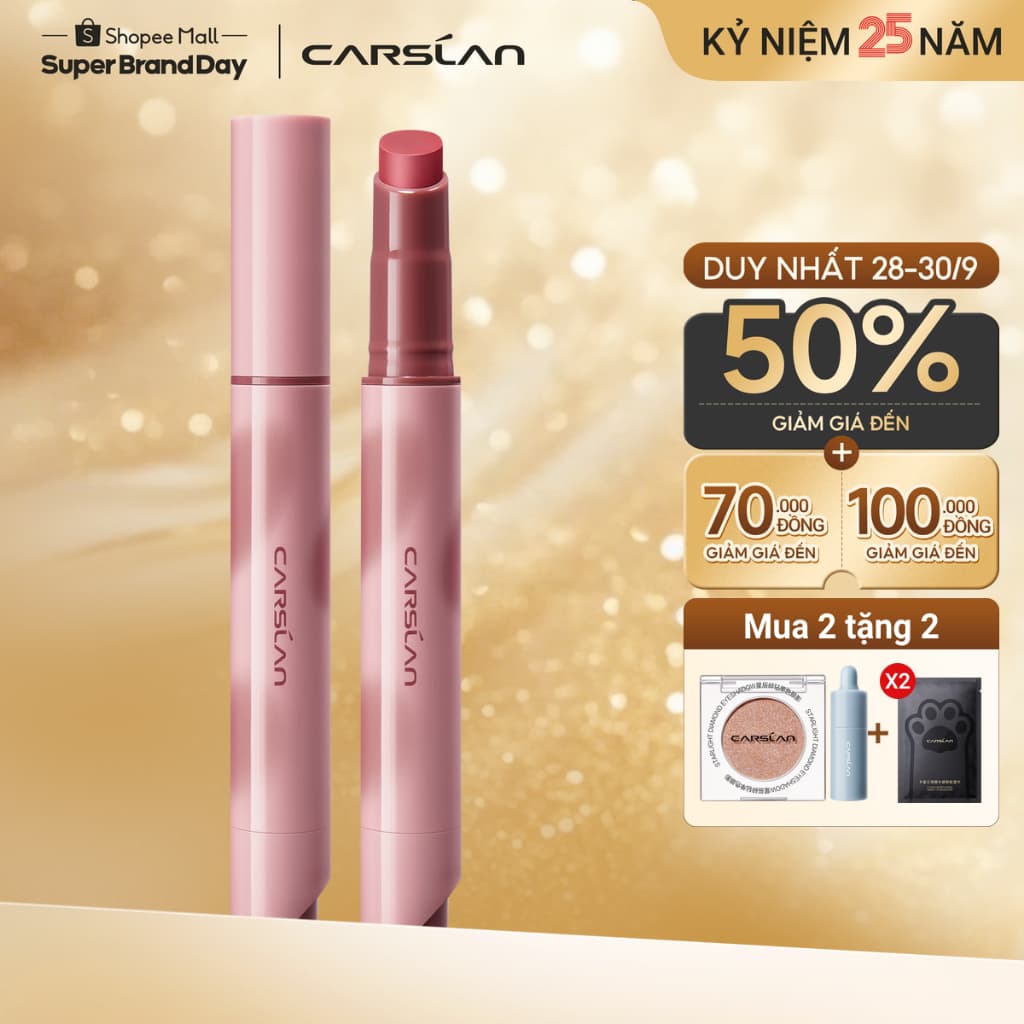 Son thỏi bóng dạng bấm 1 chiều Carslan tạo đôi môi căng bóng trong veo khóa màu không dính ly 12H 3g