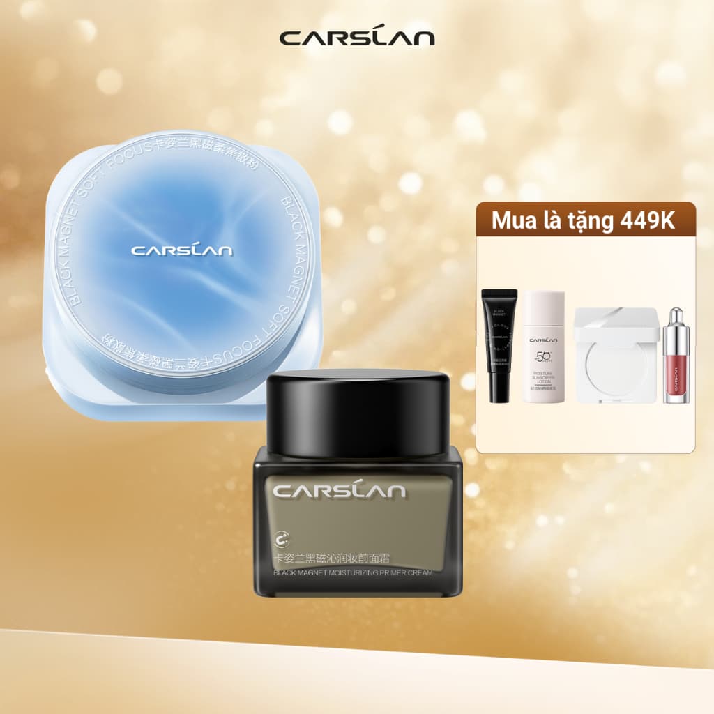 【Combo】Phấn phủ Black Magnet Carslan 8g + Kem lót dưỡng ẩm Black Magnet Carslan 35g