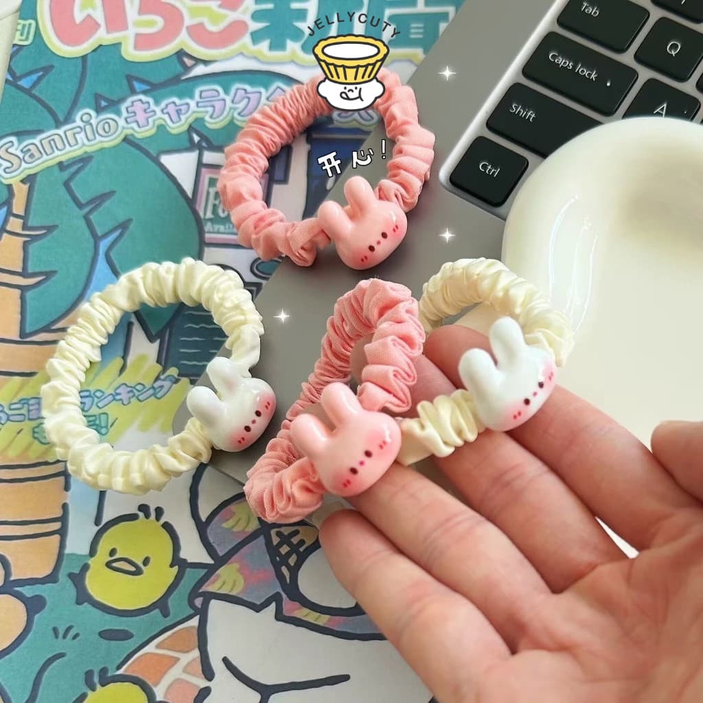 🍥jellycuty🍥Dây Cột Tóc Cao Su Cỡ Nhỏ Họa Tiết Thỏ Dễ Thương Cho Nữ