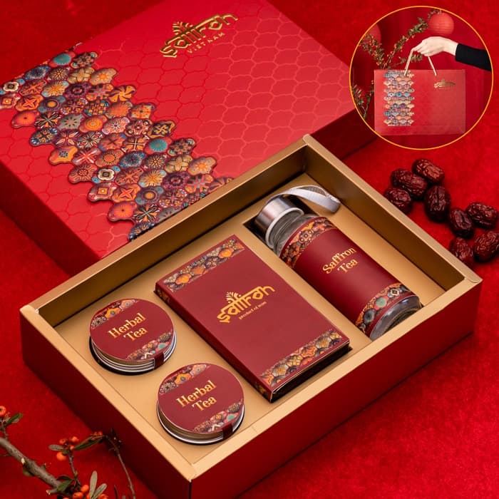 Hộp quà 20/10  trà Nhụy Hoa Nghệ Tây Saffron Jahan 0.5Gr sức khỏe