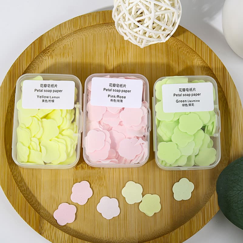 Set 1000 Miếng Xà Phòng Giấy Hình Hoa Dùng Để Rửa Tay Khi Đi Du Lịch