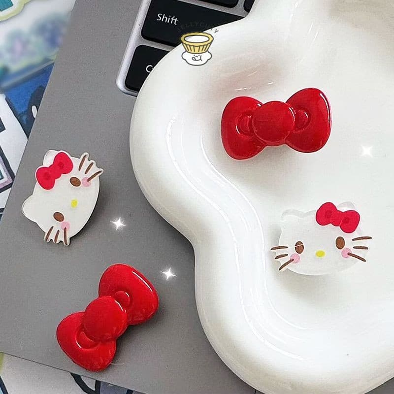 🍥jellycuty🍥Mới Red Kitty Nơ Kẹp Tóc Hoạt Hình Dễ Thương Ngọt Ngào Bên Kẹp Đa Năng Sinh Viên Mỏ Vịt Kẹp Tóc Phụ Kiện Tóc