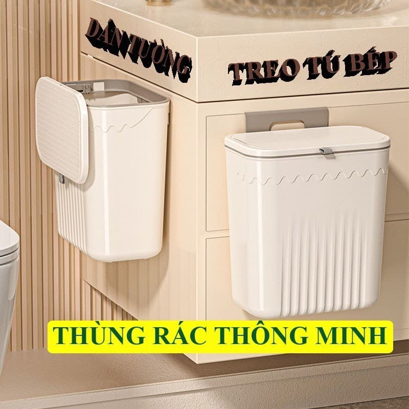 Thùng Rác Dán Tường Treo Tủ Bếp 12L Nắp Lật thông minh Tiện Dụng Cho Nhà Bếp Gắn Trong Nhà Vệ Sinh 1132