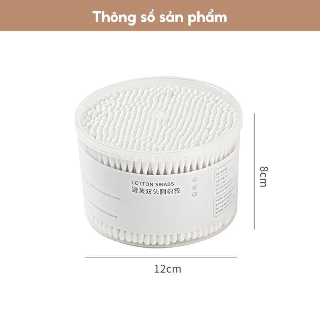 Hộp 500 Tăm Bông Ngoáy Tai Thân Gỗ JYoohome Tăm Bông Hai Đầu Dùng Cho Trẻ Em Người Lớn Tiện Lợi