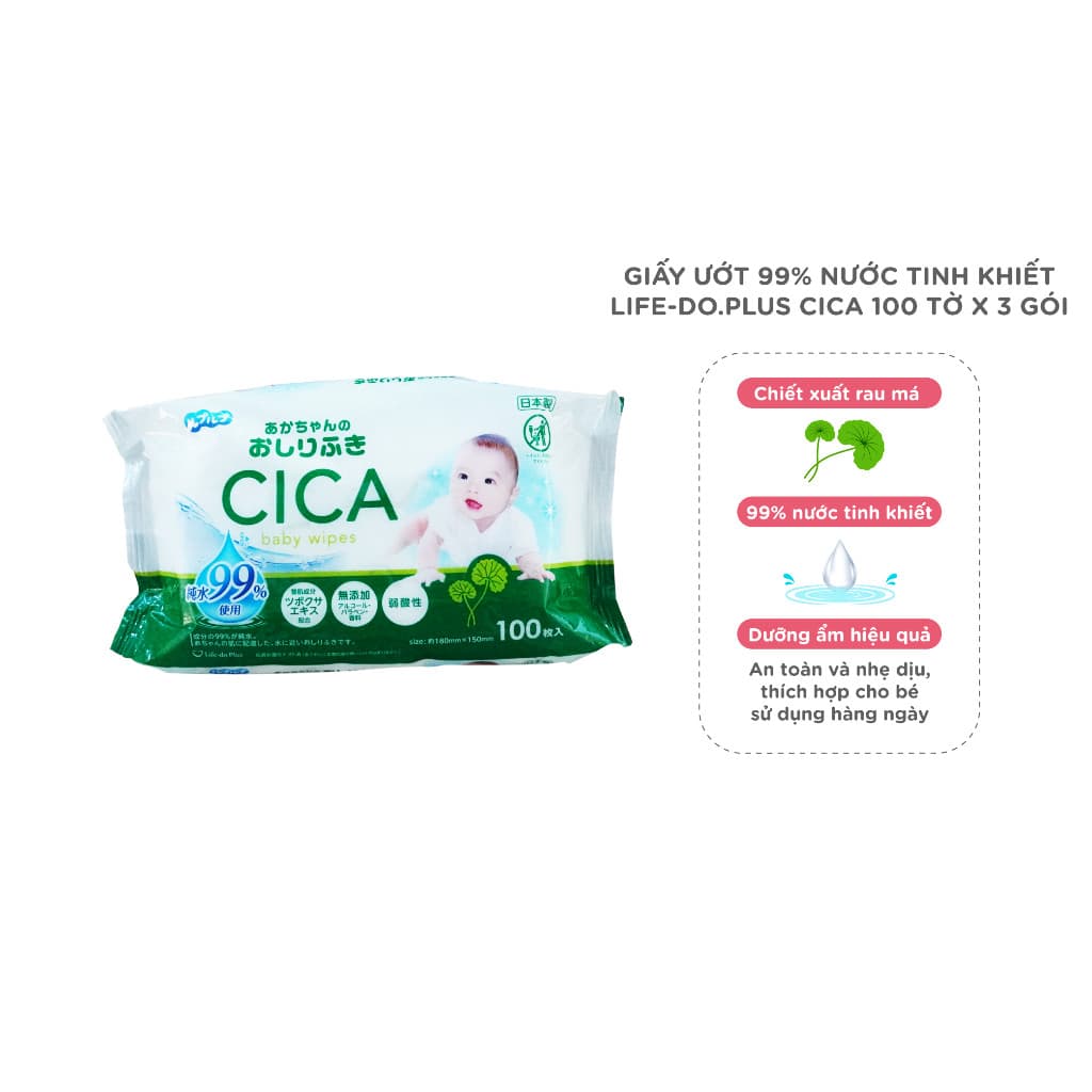 Giấy ướt 99% Nước Tinh Khiết Life-do.Plus CICA 100 Tờ
