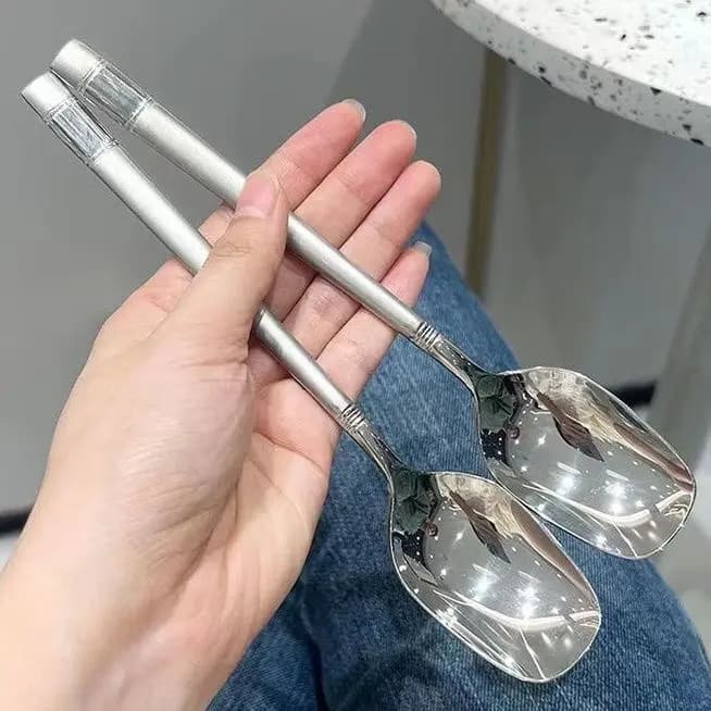 Combo 10 Thìa, Muỗng Đầu Vuông Cao Cấp Phong Cách Châu Âu Sang Chảnh Bền Đẹp Babylove.store